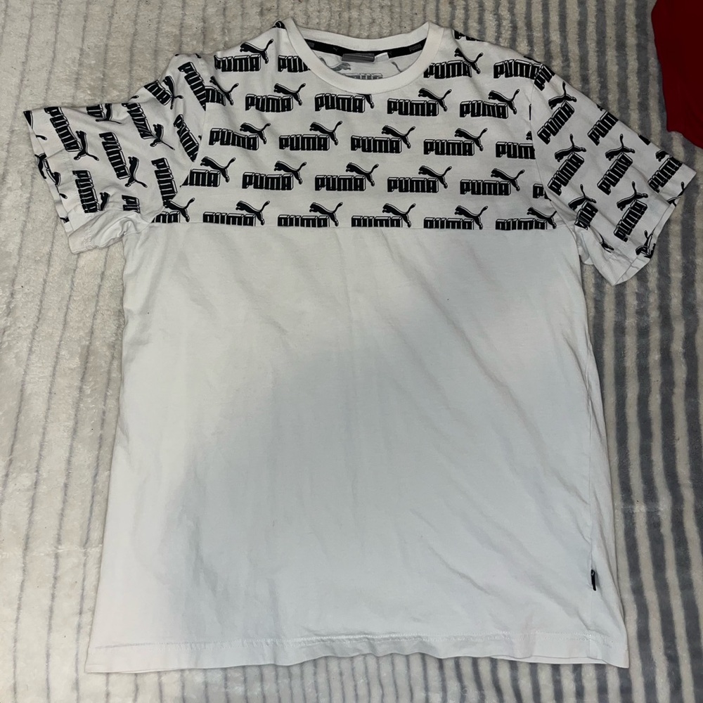 Puma White and Black Short Sleeve Tee